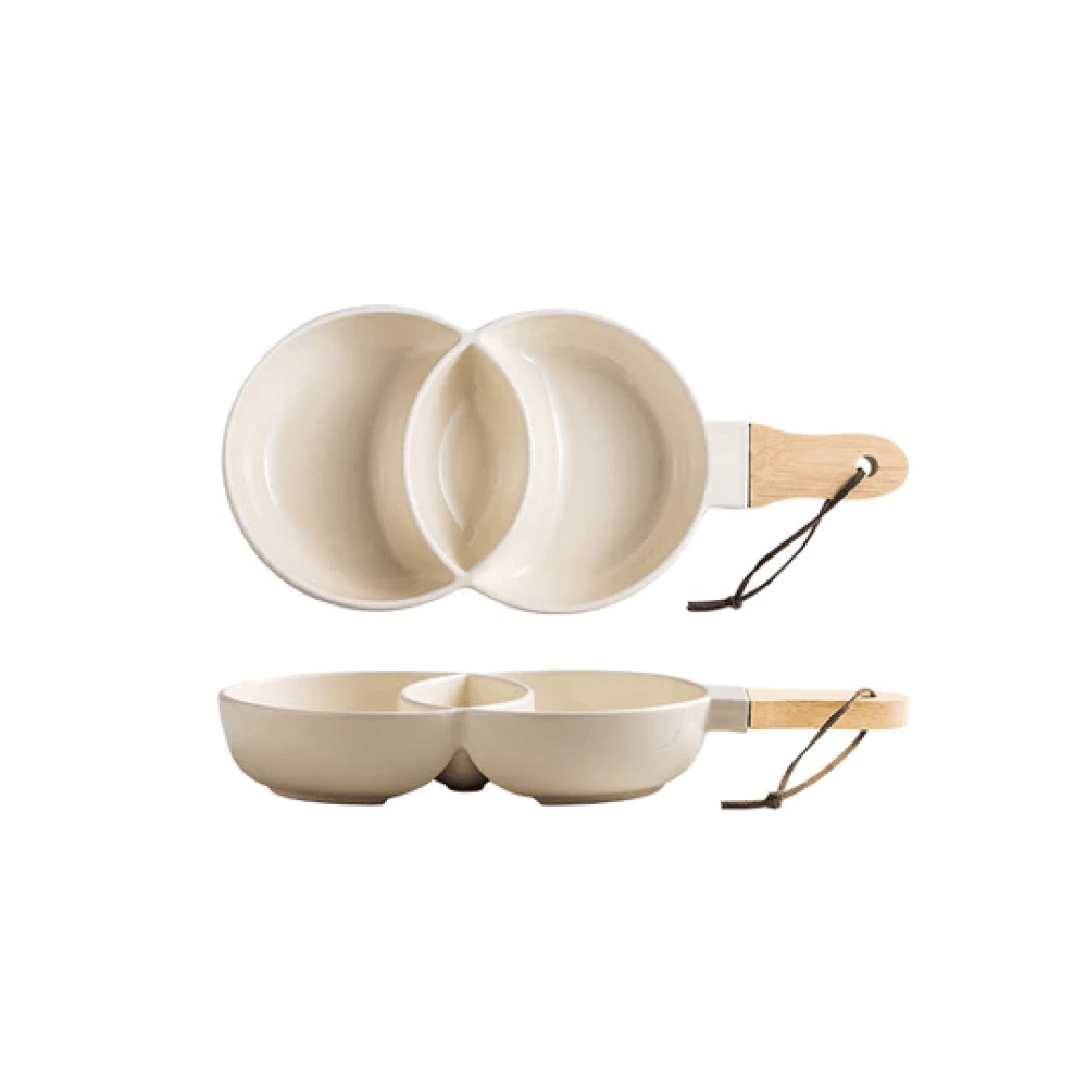 Vennora Elegant Ceramic Snack Plate with Wooden Handle for Stylish Serving - All Around Casa
