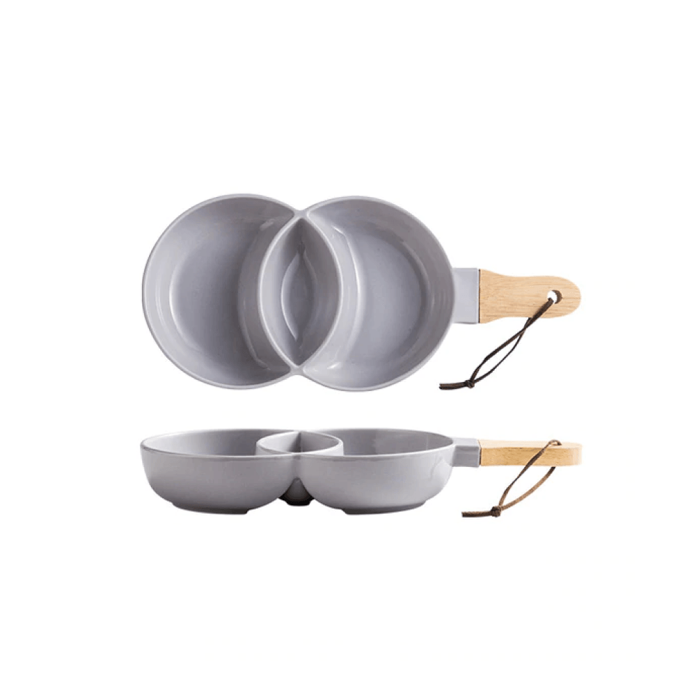 Vennora Elegant Ceramic Snack Plate with Wooden Handle for Stylish Serving - All Around Casa