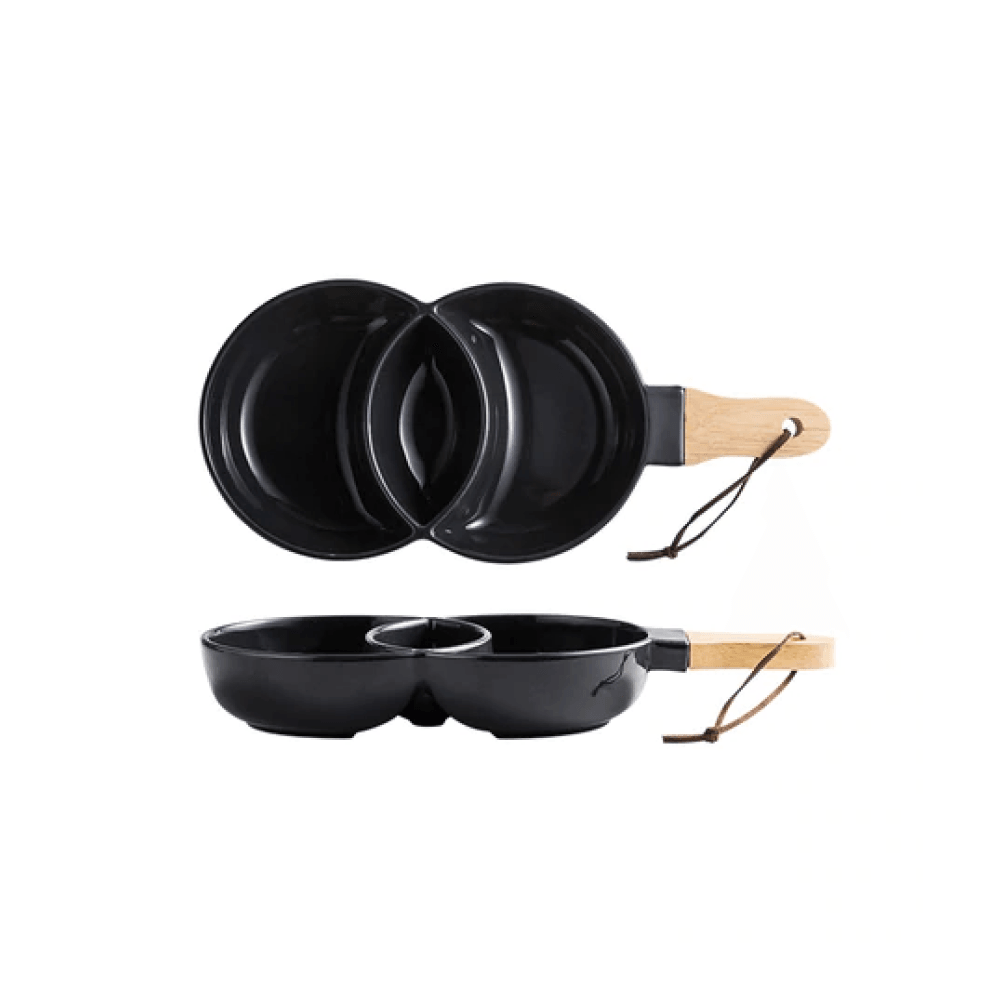 Vennora Elegant Ceramic Snack Plate with Wooden Handle for Stylish Serving - All Around Casa