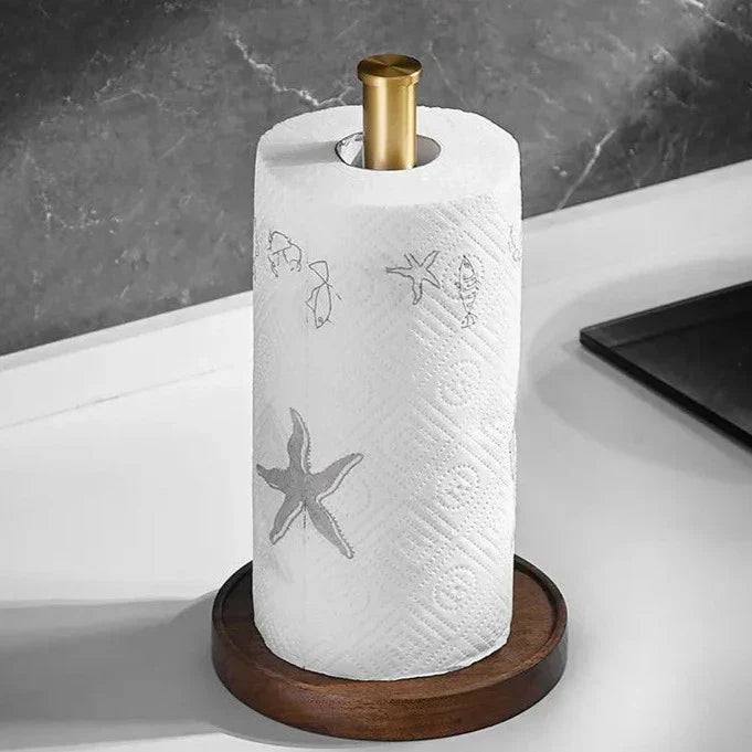 Walden Luxe Walnut Paper Towel Holder – Elegant Countertop Organizer for Modern Kitchens - All Around Casa