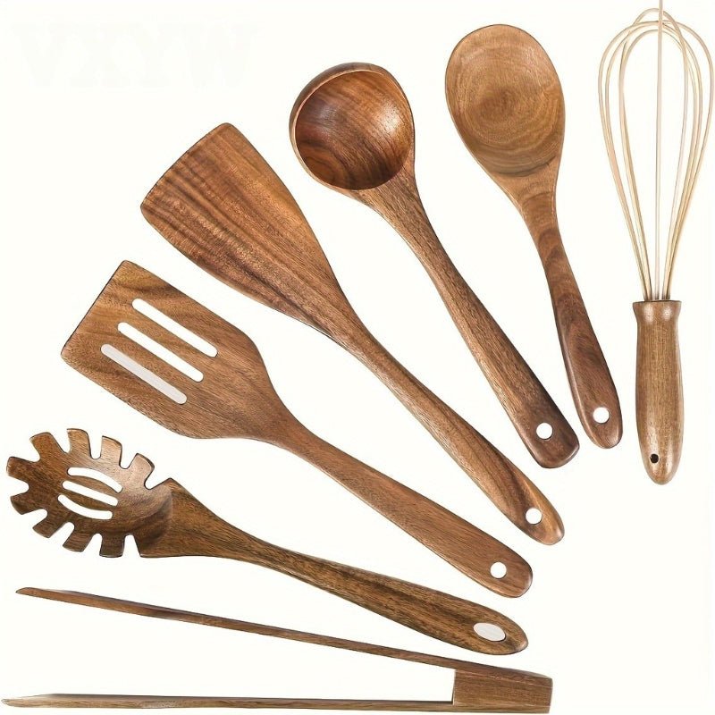 WoodHaven – Elegant Natural Wooden Kitchen Utensil Set for Refined Home Cooking - All Around Casa