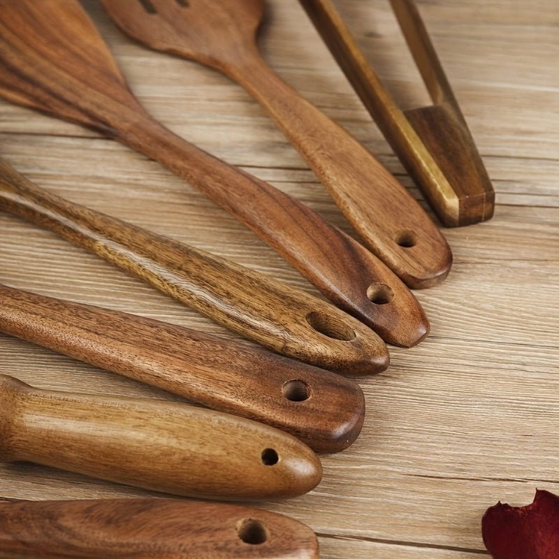 WoodHaven – Elegant Natural Wooden Kitchen Utensil Set for Refined Home Cooking - All Around Casa