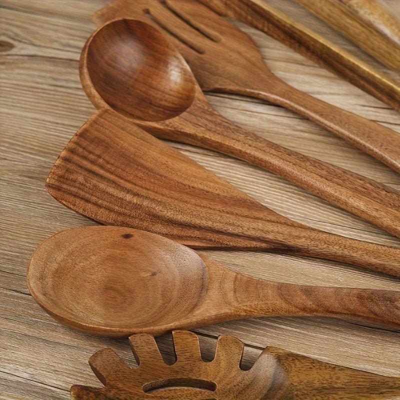 WoodHaven – Elegant Natural Wooden Kitchen Utensil Set for Refined Home Cooking - All Around Casa