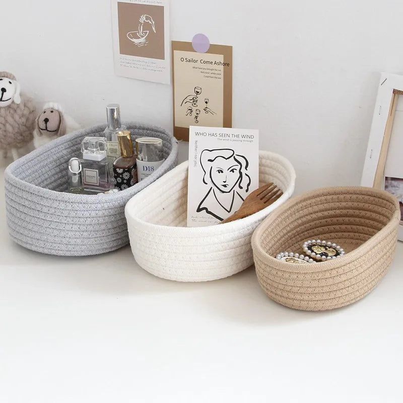 WovenAura Chic Cotton Rope Storage Baskets for a Minimalist & Organized Home - All Around Casa