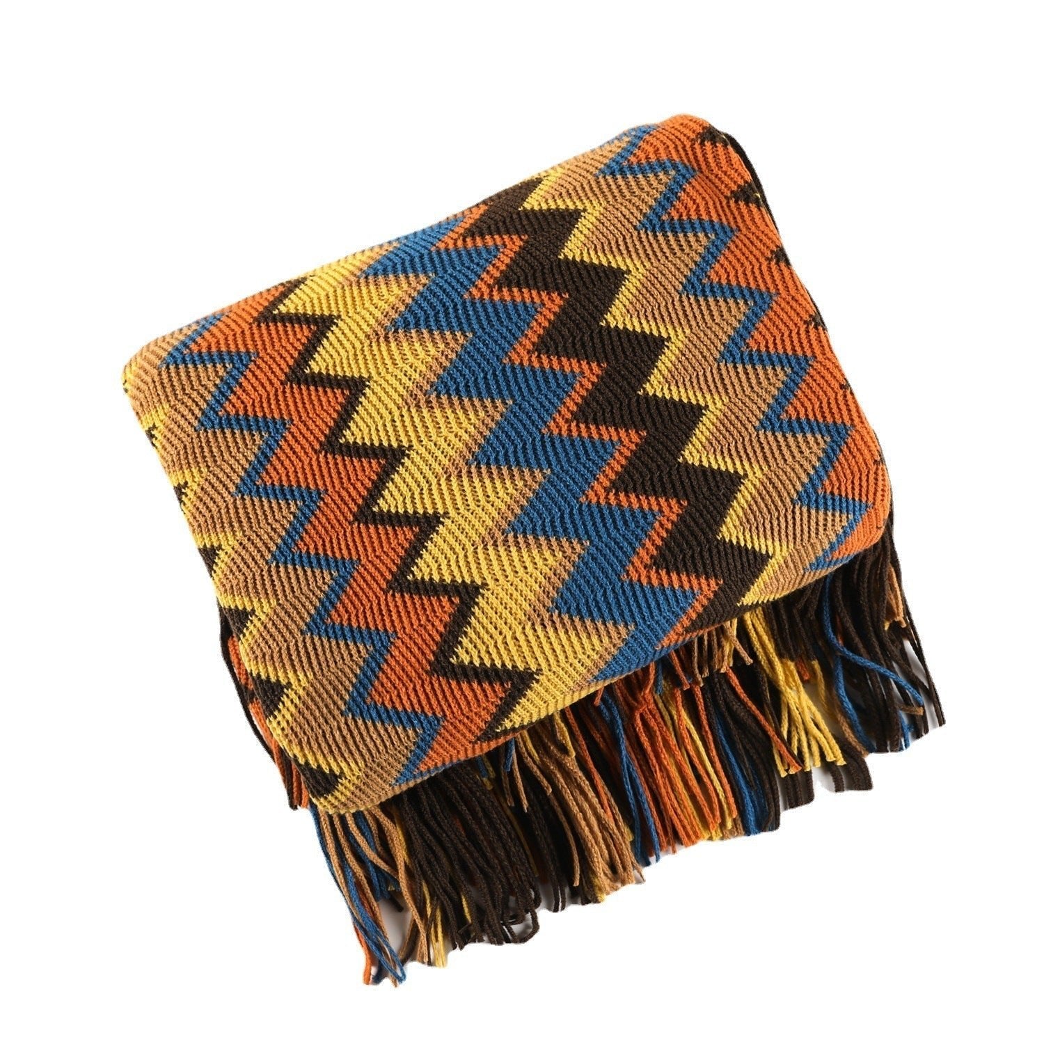 Zahara Luxe Chevron Throw Blanket – Bohemian Charm with Earthy Warmth - All Around Casa