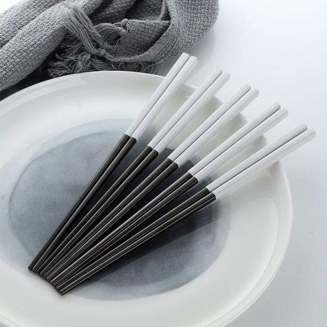 Zenith Dine Elegant Stainless Steel Chopstick Set for Contemporary Tables - All Around Casa
