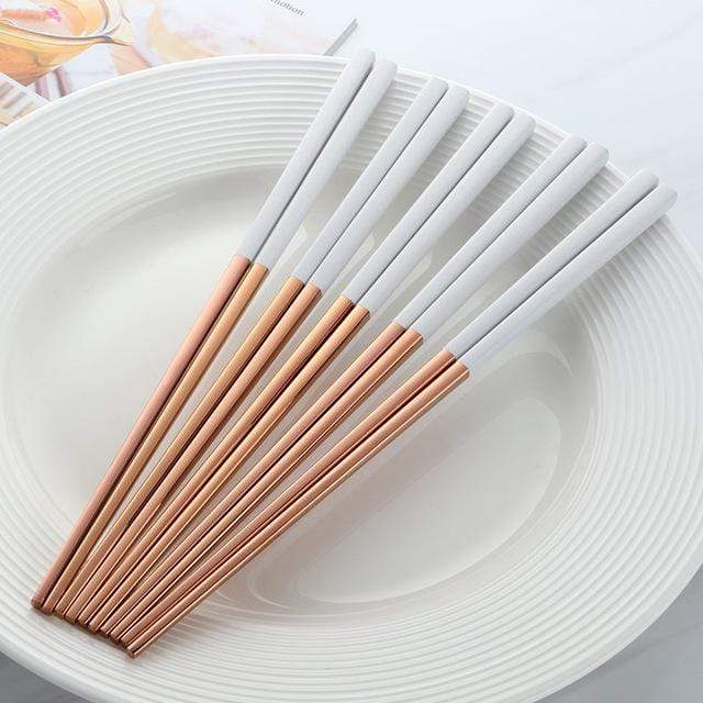 Zenith Dine Elegant Stainless Steel Chopstick Set for Contemporary Tables - All Around Casa