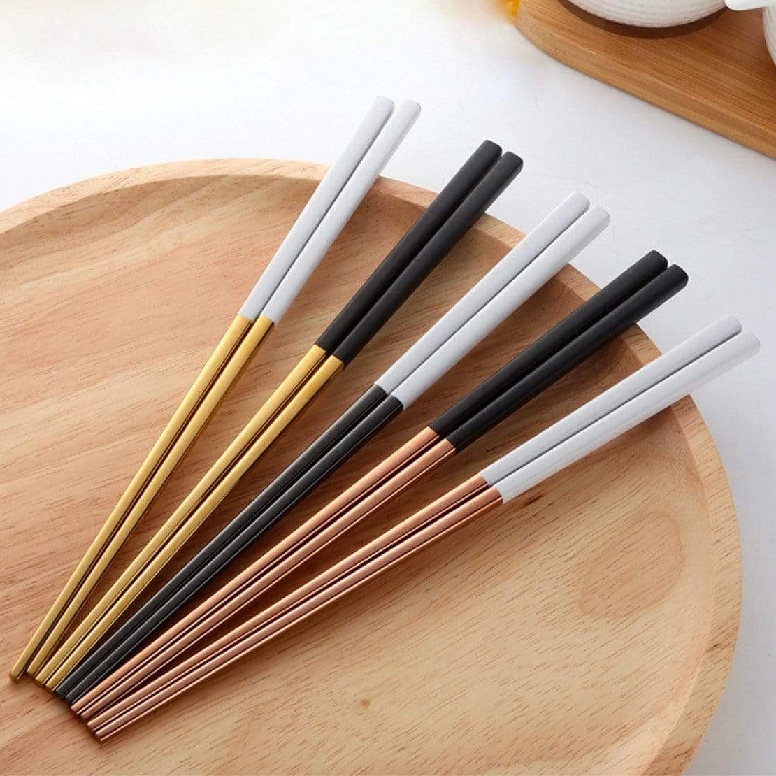 Zenith Dine Elegant Stainless Steel Chopstick Set for Contemporary Tables - All Around Casa