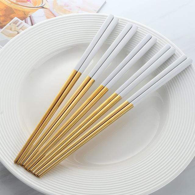 Zenith Dine Elegant Stainless Steel Chopstick Set for Contemporary Tables - All Around Casa