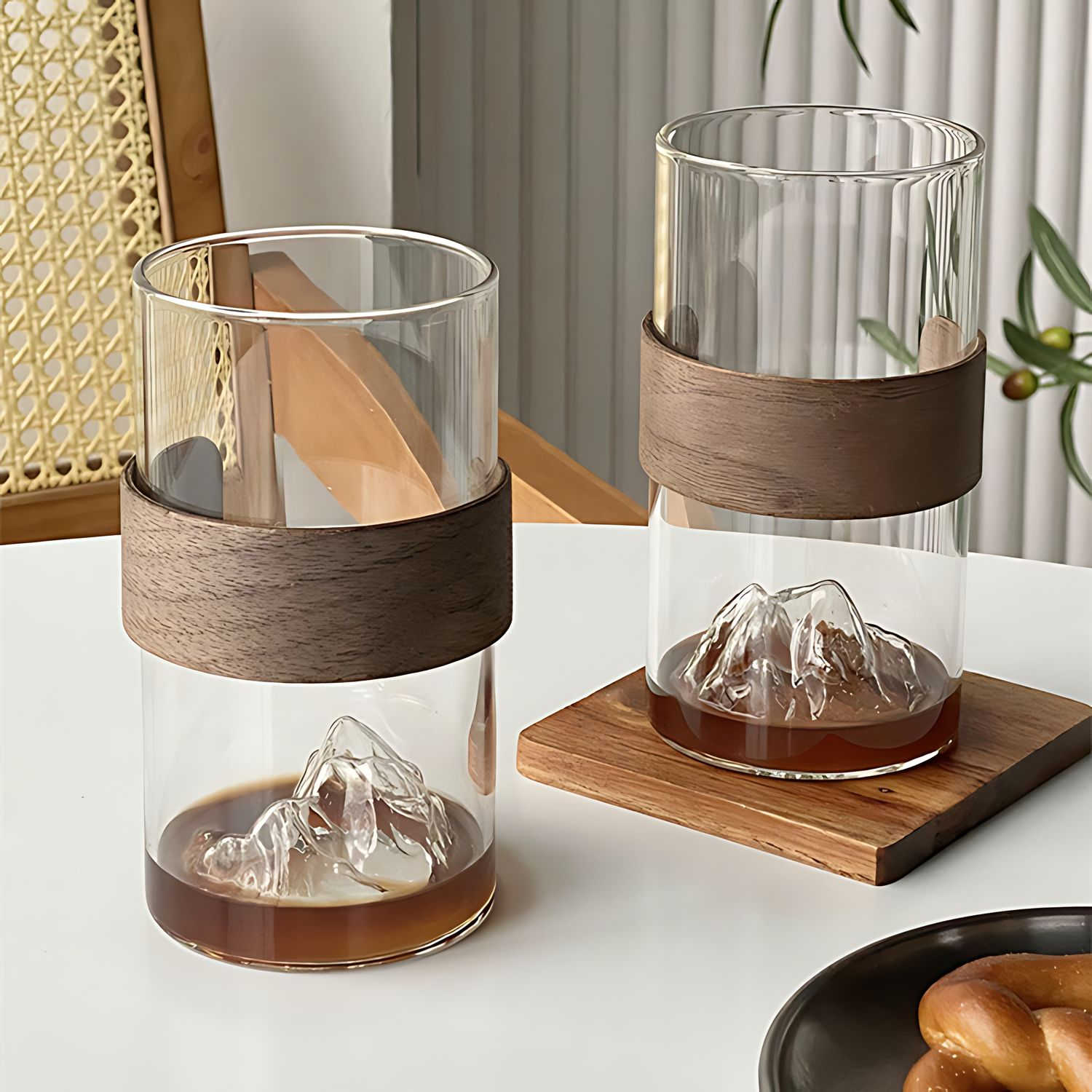 ZenPeak Mountain Glass – Japanese - Inspired Tea & Coffee Cup with Wooden Grip - All Around Casa