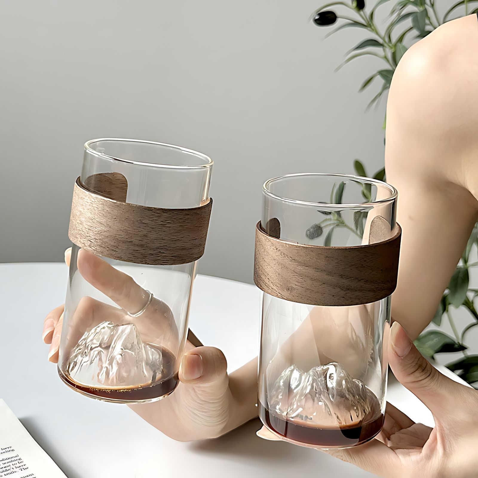 ZenPeak Mountain Glass – Japanese - Inspired Tea & Coffee Cup with Wooden Grip - All Around Casa